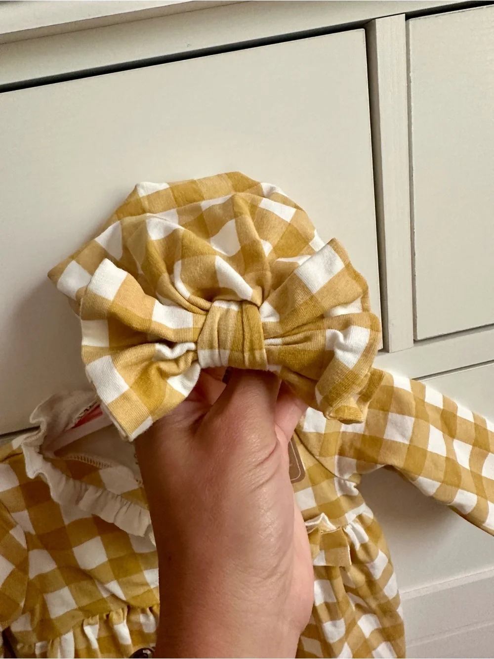 Mudpie - Adorable Mustard Checkered Take Me Home Set - BNWT! - Picture 3 of 8